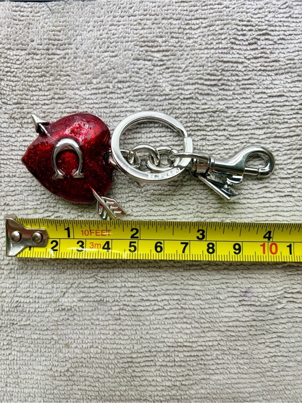 Trendy Red Heart Arrow Keychain Charm